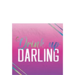 Iridescent Drink Up Darling Beverage Napkins, 5in, 16ct