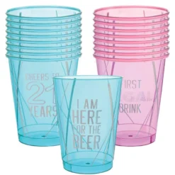 Iridescent Finally 21 Plastic Cups, 10oz, 20ct