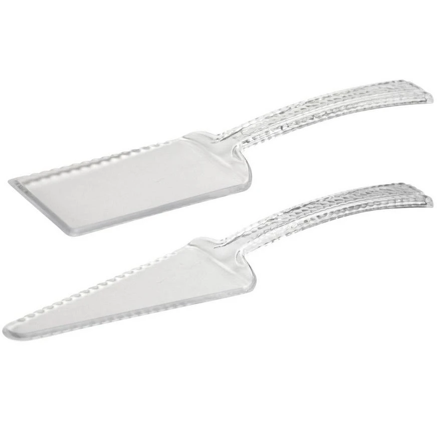 Clear Premium Plastic Cake Server Set, 2pc 1 Clear Premium Plastic Cake Server Set, 2pc