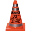 30th Birthday Safety Cone Plastic Decoration, 4.5in X 6.5in