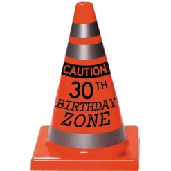 30th Birthday Safety Cone Plastic Decoration, 4.5in X 6.5in