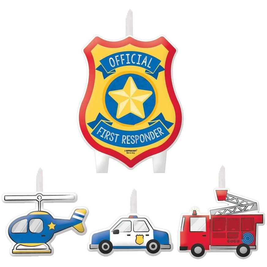 AMSCAN First Responders Birthday Candles, 4ct 1 AMSCAN First Responders Birthday Candles, 4ct