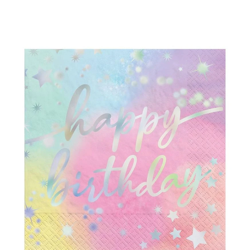 Iridescent Luminous Rainbow Birthday Paper Lunch Napkins, 6.5in, 16ct 1 Iridescent Luminous Rainbow Birthday Paper Lunch Napkins, 6.5in, 16ct