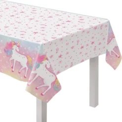 Enchanted Unicorn Plastic Table Cover, 54in X 96in