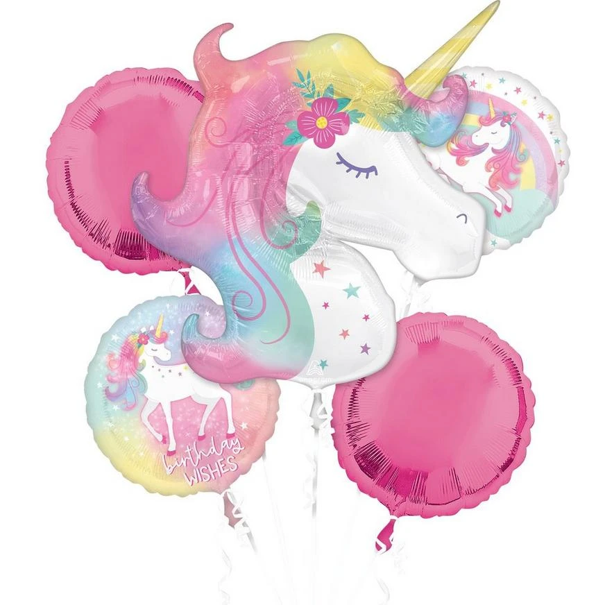 Enchanted Unicorn Foil Balloon Bouquet, 5pc 1 Enchanted Unicorn Foil Balloon Bouquet, 5pc