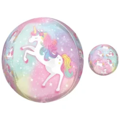 Enchanted Unicorn Plastic Balloon, 15in X 16in - See Thru Orbz