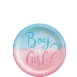 Boy Or Girl? Gender Reveal Paper Dessert Plates, 7in, 8ct - The Big Reveal