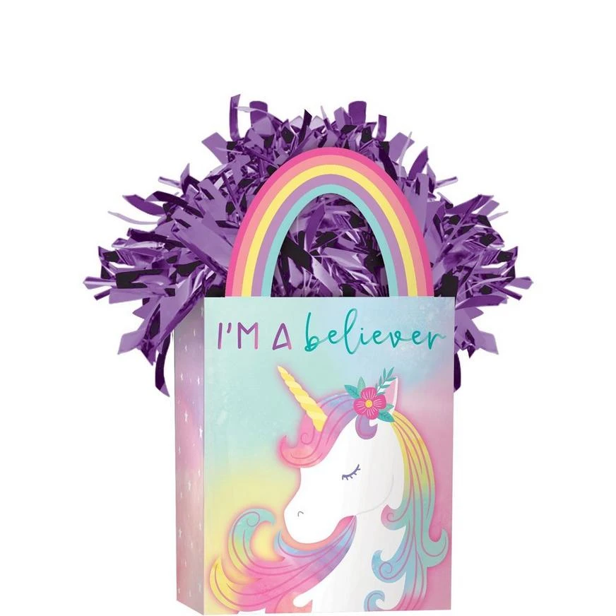 Mini Enchanted Unicorn Tote Balloon Weight, 5.5oz 1 Mini Enchanted Unicorn Tote Balloon Weight, 5.5oz