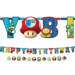 Super Mario Add An Age Birthday Banner Set, 2pc