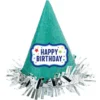 Glitter Green Birthday Cardstock & Tinsel Party Hat, 6.25in X 8.25in