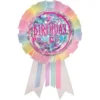 Iridescent Pastel Party Birthday Princess Fabric & Plastic Award Ribbon, 3.5in X 6in