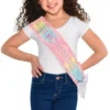 Iridescent Pastel Party It's My Birthday Fabric Sash, 60in