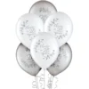 Silver & White 25th Anniversary Latex Balloons, 12in, 15ct