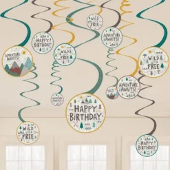 Wilderness Birthday Swirl Decorations, 12ct