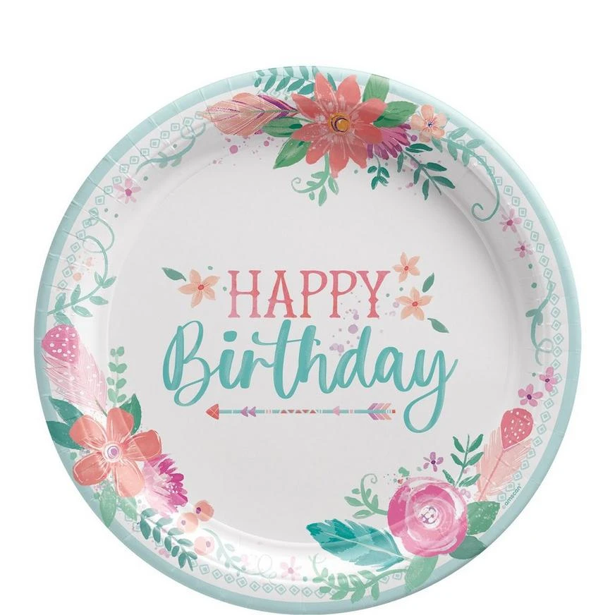 Free Spirit Boho Birthday Paper Lunch Plates, 9in, 8ct 1 Free Spirit Boho Birthday Paper Lunch Plates, 9in, 8ct
