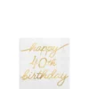 Metallic Golden Age Happy 40th Birthday Paper Beverage Napkin, 5in, 16ct