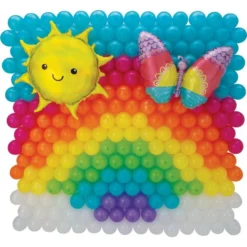 Air-Filled Sunshine, Rainbow & Butterfly Foil & Latex Balloon Backdrop Kit, 6.25ft X 5.9ft