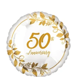 Gold 50th Anniversary Foil Balloon, 17in