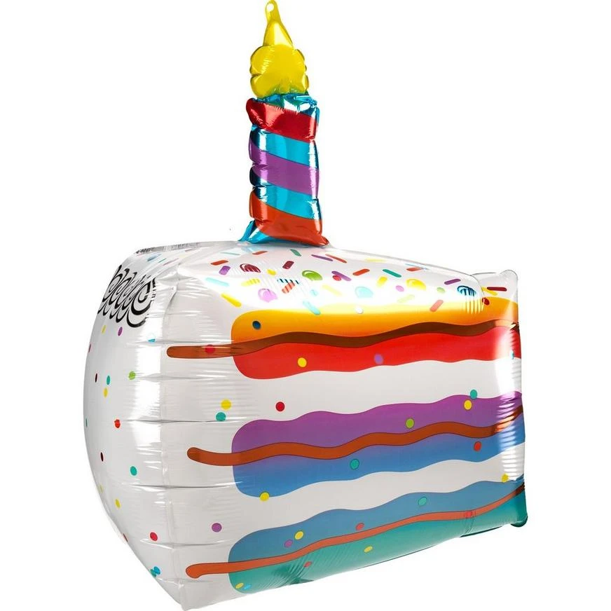 Multicolor Birthday Cake Slice Balloon, 19in X 25in 1 Multicolor Birthday Cake Slice Balloon, 19in X 25in