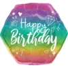 Prismatic Sparkle Happy Birthday Hexagonal Foil Balloon, 23in X 22in