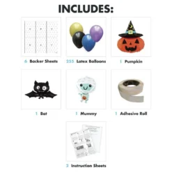 Air-Filled Halloween Friends Foil & Latex Balloon Backdrop Kit, 6.25ft X 5.9ft -Party Supply Store 921571 02