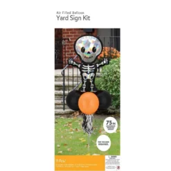 Air-filled Iridescent Skeleton Foil & Latex Balloon Yard Sign, 64in -Party Supply Store 921575 03