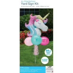 Air-Filled Enchanted Unicorn Foil & Latex Balloon Yard Sign, 64in -Party Supply Store 923562 03
