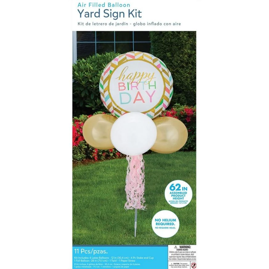 Air-Filled Pastel Birthday Celebration Foil & Latex Balloon Yard Sign, 62in 4 Air-Filled Pastel Birthday Celebration Foil & Latex Balloon Yard Sign, 62in - Image 4
