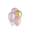 25ct, 5in, Pastel Pink 4-Color Mix Mini Latex Balloons - Pinks, Gold & White