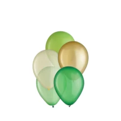 25ct, 5in, Natural 5-Color Mix Mini Latex Balloons - Greens, Gold & White