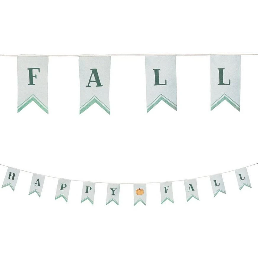 Teal Happy Fall Canvas Pennant Banner, 9ft 1 Teal Happy Fall Canvas Pennant Banner, 9ft