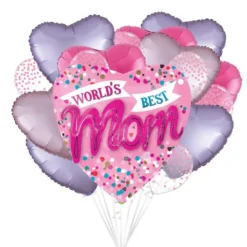 World's Best Mom Mother's Day Foil & Latex Balloon Bouquet, 16pc