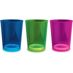 Blue, Green & Pink Plastic Party Cups With Glow Sticks, 13.5oz, 8ct - SuperGlow™