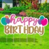 Gold & Pink Glitter Happy Birthday Corrugated Plastic Yard Sign, 67.6in X 30.7in