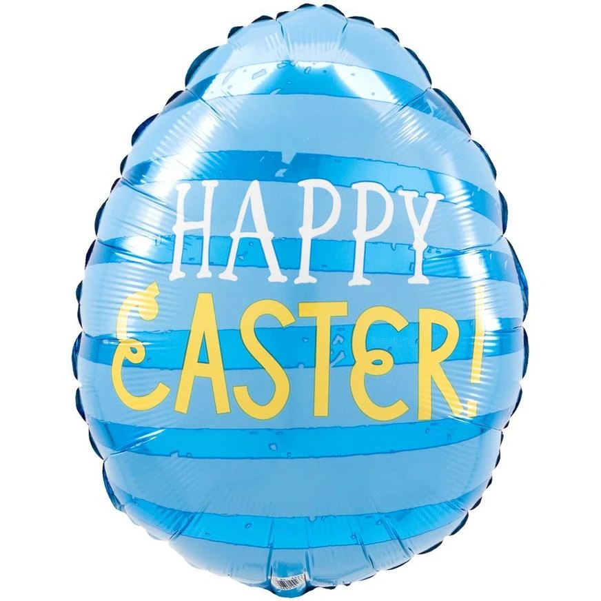Pink & Blue Happy Easter Egg-Shaped Foil Balloon, 16in X 12in - Funny Bunny 3 Pink & Blue Happy Easter Egg-Shaped Foil Balloon, 16in X 12in - Funny Bunny - Image 3