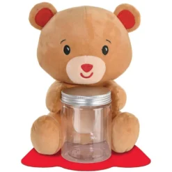 Brown & Red Plush Bear Balloon Weight With Plastic Jar, 5.9oz