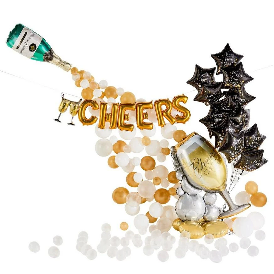 Champagne Cheers New Year's Eve Balloon Backdrop Kit 2 Champagne Cheers New Year's Eve Balloon Backdrop Kit - Image 2