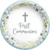 Blue My First Communion Paper Dinner Plates, 10in, 20ct