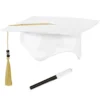 White Autograph Mortarboard Graduation Cap, 9in X 9in, With Marker