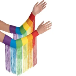 Rainbow Fringe Fabric Sleeves, 15in, 2pc