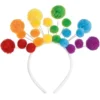 Rainbow Pride Pom-Pom Fabric & Plastic Headband, 10in X 9.1in