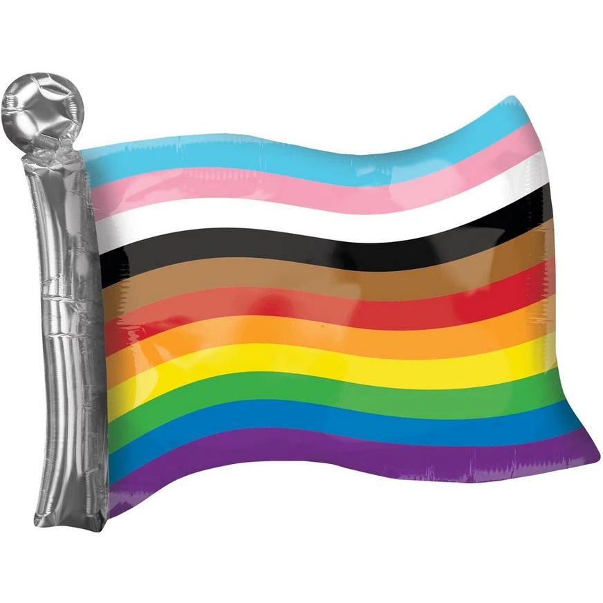 11-Stripe Inclusive LGBTQ Pride Flag Foil Balloon, 27in X 22in 1 11-Stripe Inclusive LGBTQ Pride Flag Foil Balloon, 27in X 22in
