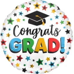 Multicolor Star Congrats Grad Balloon, 28in