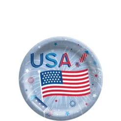 Patriotic Celebration Paper Dessert Plates, 6.75in, 20ct