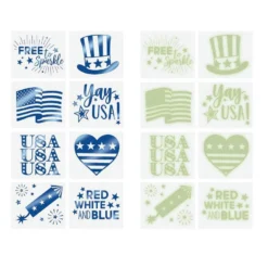 Patriotic Metallic Blue & Glow-in-the-Dark Tattoos, 16ct
