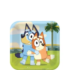 Bluey Square Paper Dessert Plates, 7in, 8ct