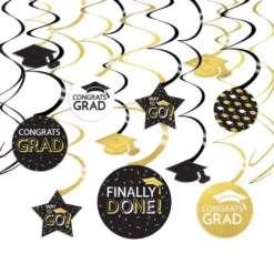 Black, Gold & Silver 2023 Graduation Gift Table Decorating Kit -Party Supply Store 940902 04
