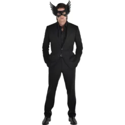 AMSCAN Adult Black Winged Faux Leather Half Mask -Party Supply Store 942056 02