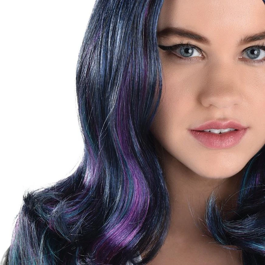 AMSCAN Navy Blue, Purple & Turquoise Oil Slick Curly Wig, 20in 2 AMSCAN Navy Blue, Purple & Turquoise Oil Slick Curly Wig, 20in - Image 2