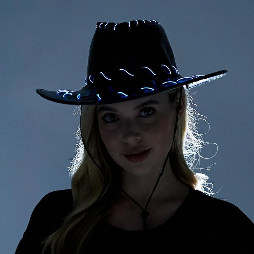 Adult Light-Up Black Fabric Cowboy Hat 2 Adult Light-Up Black Fabric Cowboy Hat - Image 2